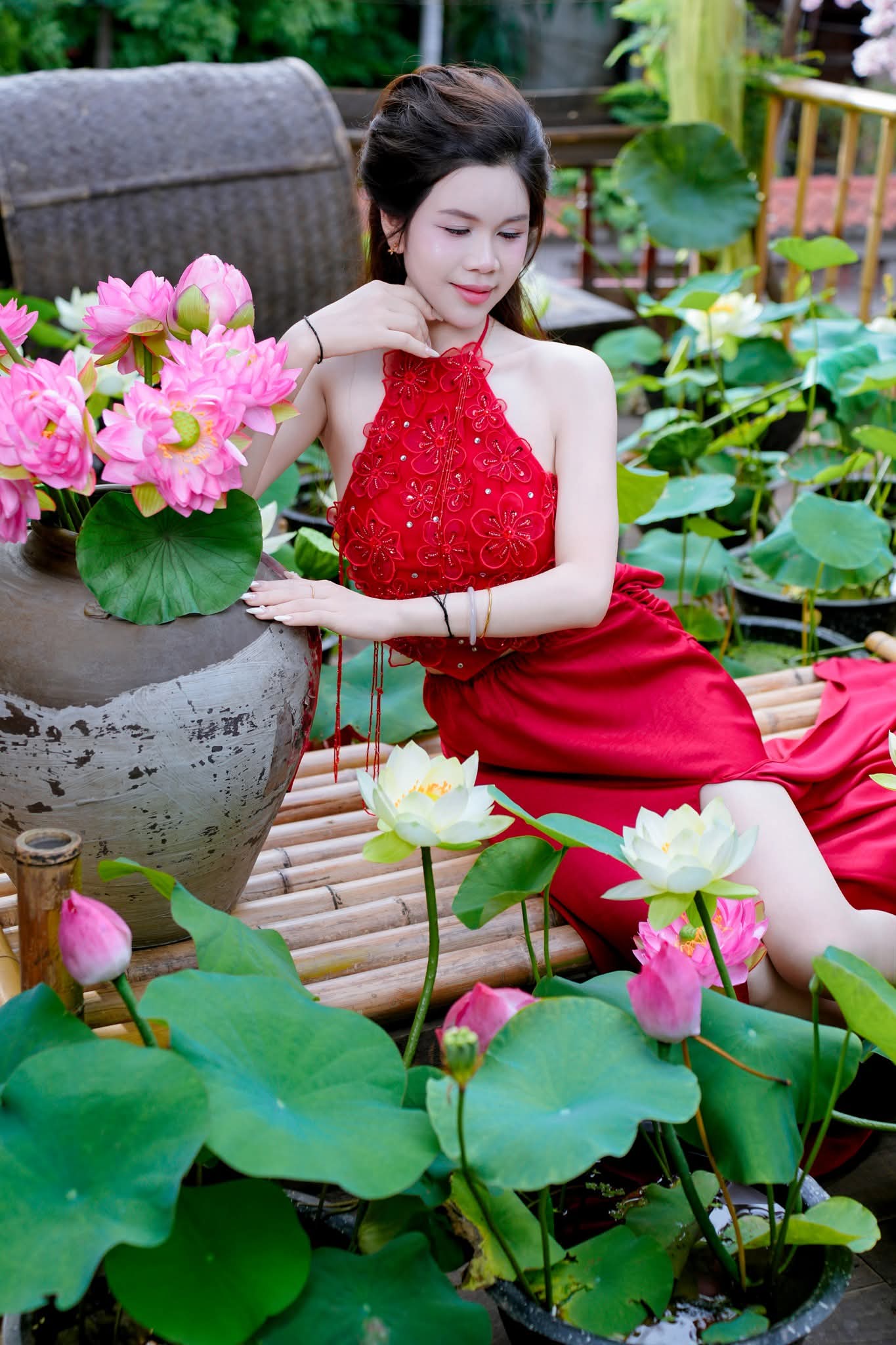 Yếm đỏ tay phồng Y05