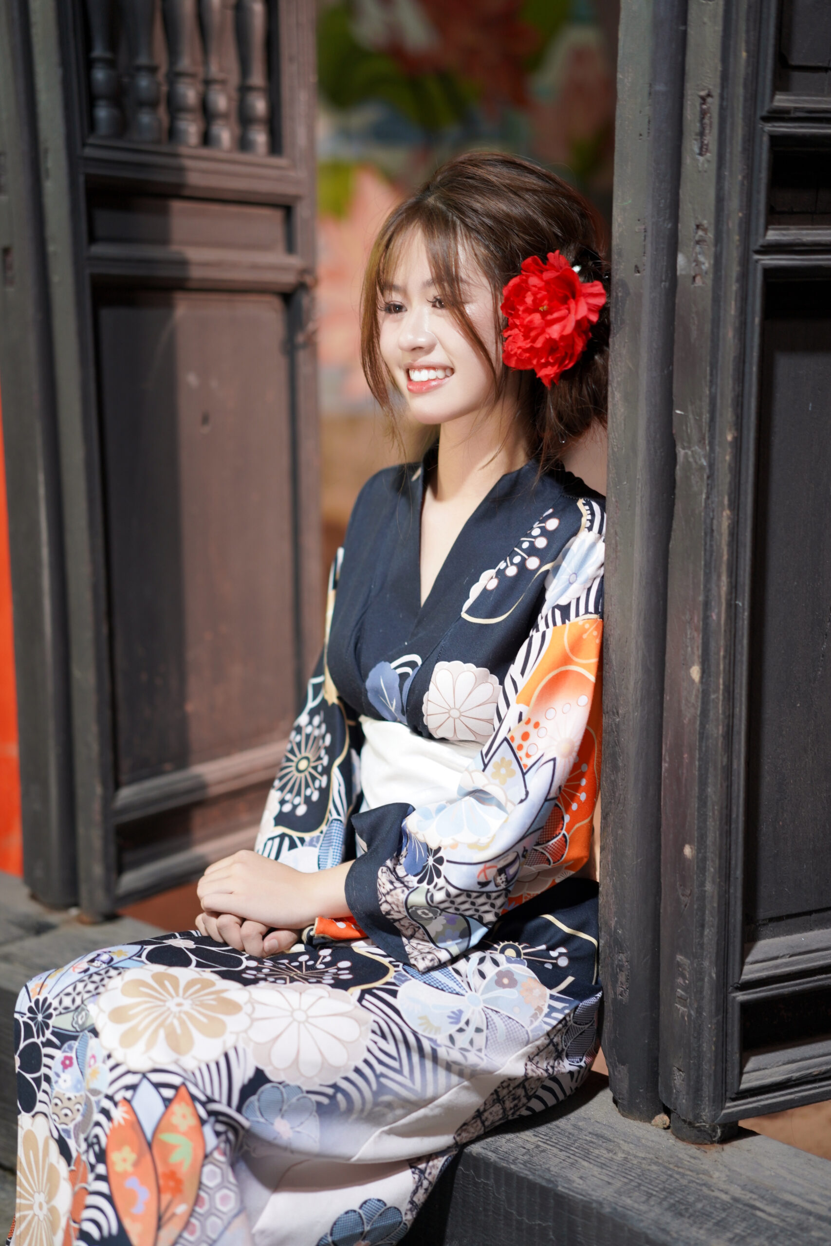Yukata/kiomno đen họa tiết hoa vàng (combo99- combo599k) Y25