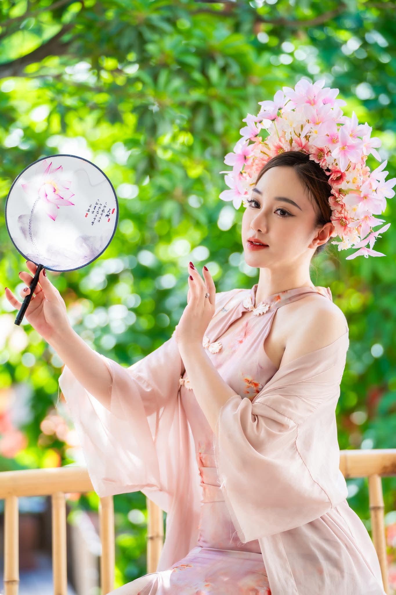 Sườn xám hồng có voan ngoài (combo99-combo599k) SX03 2 màu