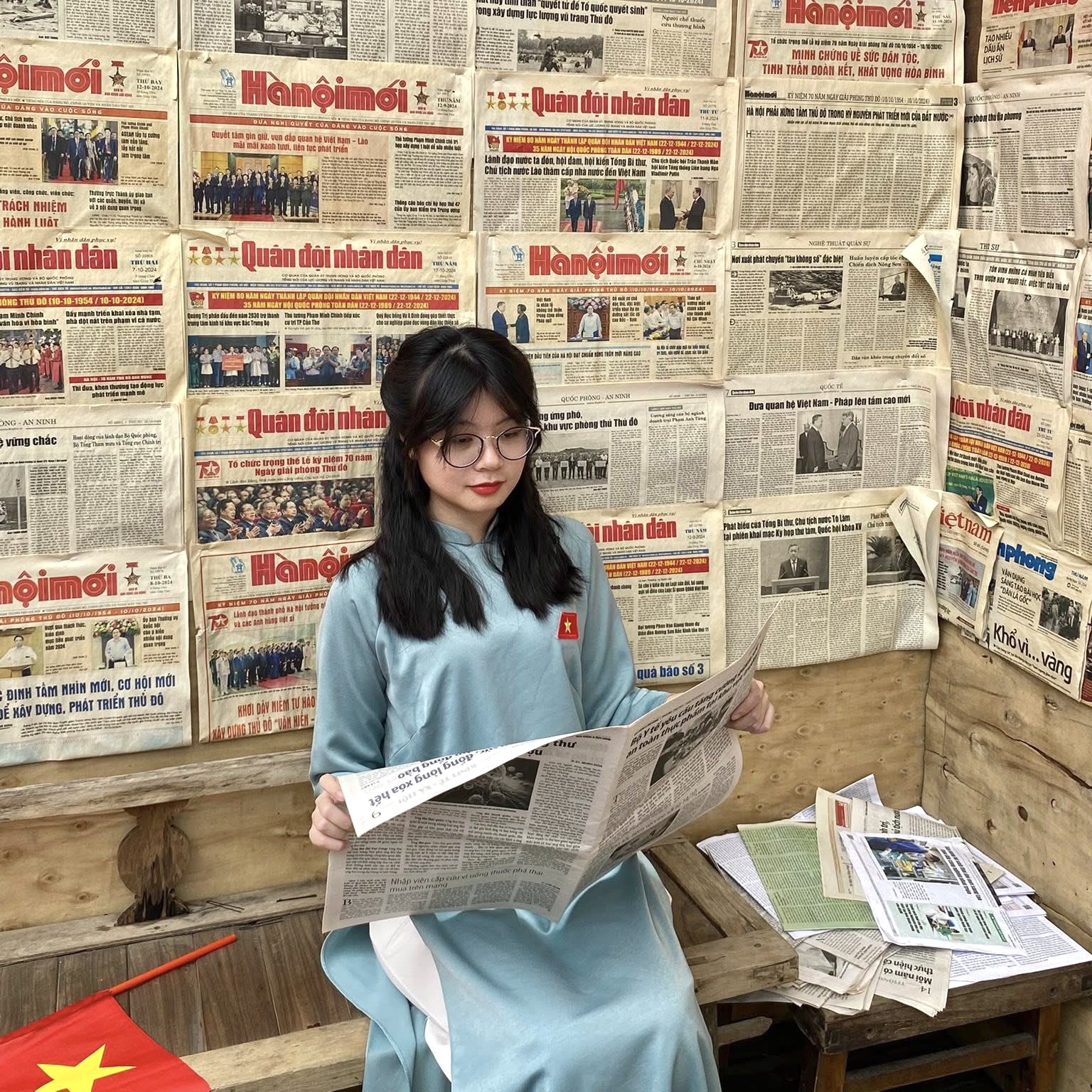 Áo Dài xanh trơn