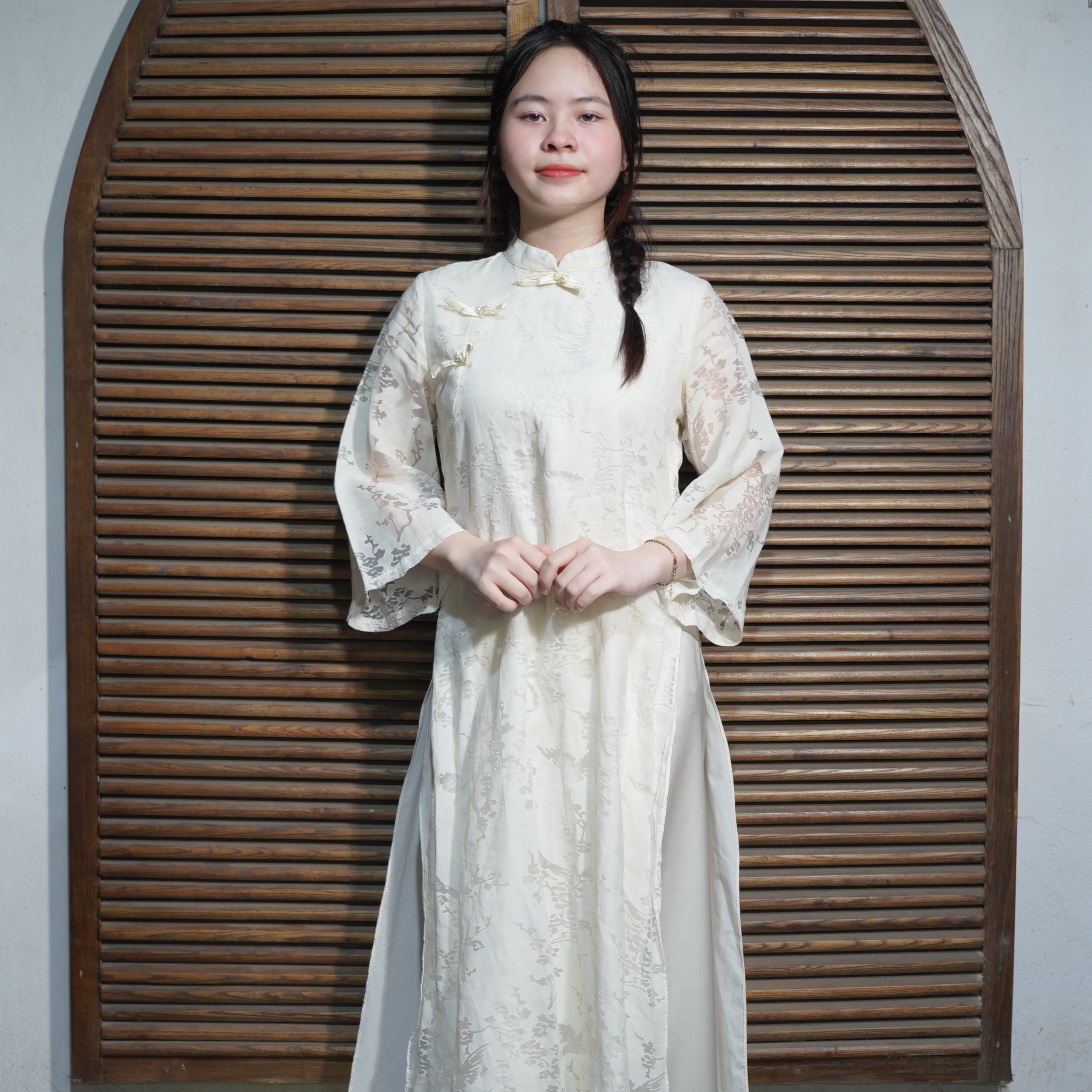Áo Dài trắng 3 nơ
