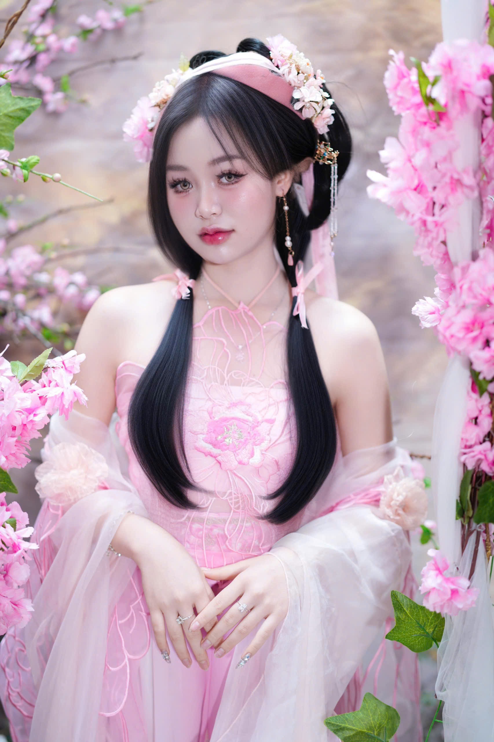 Tiên hồng đào hoa, ả đào họa tiết TX09