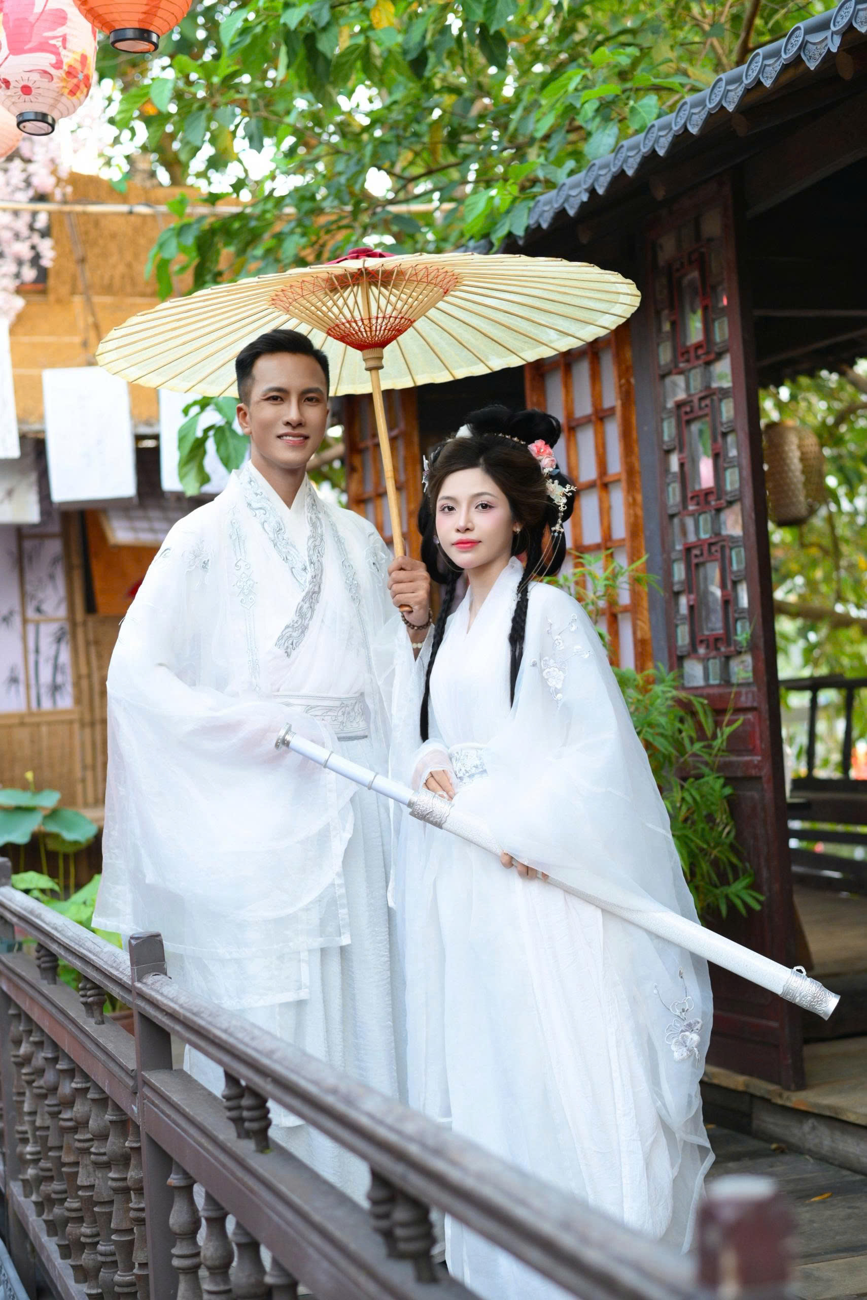 couple Hán Phục trắng cao cấp 2- combo1999