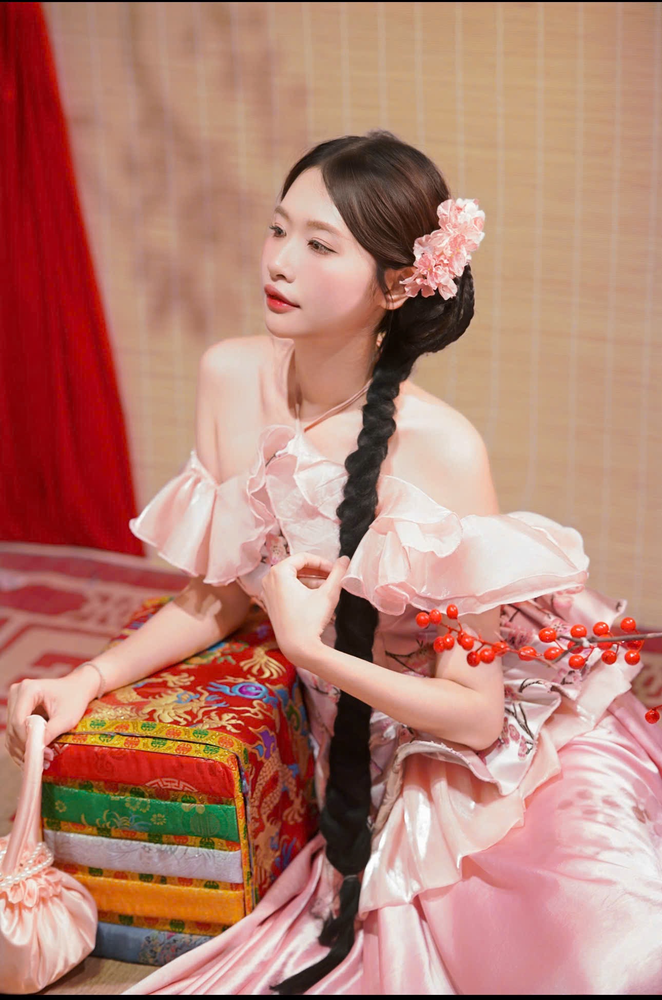 Yếm hồng tay bèo (combo 99-799)