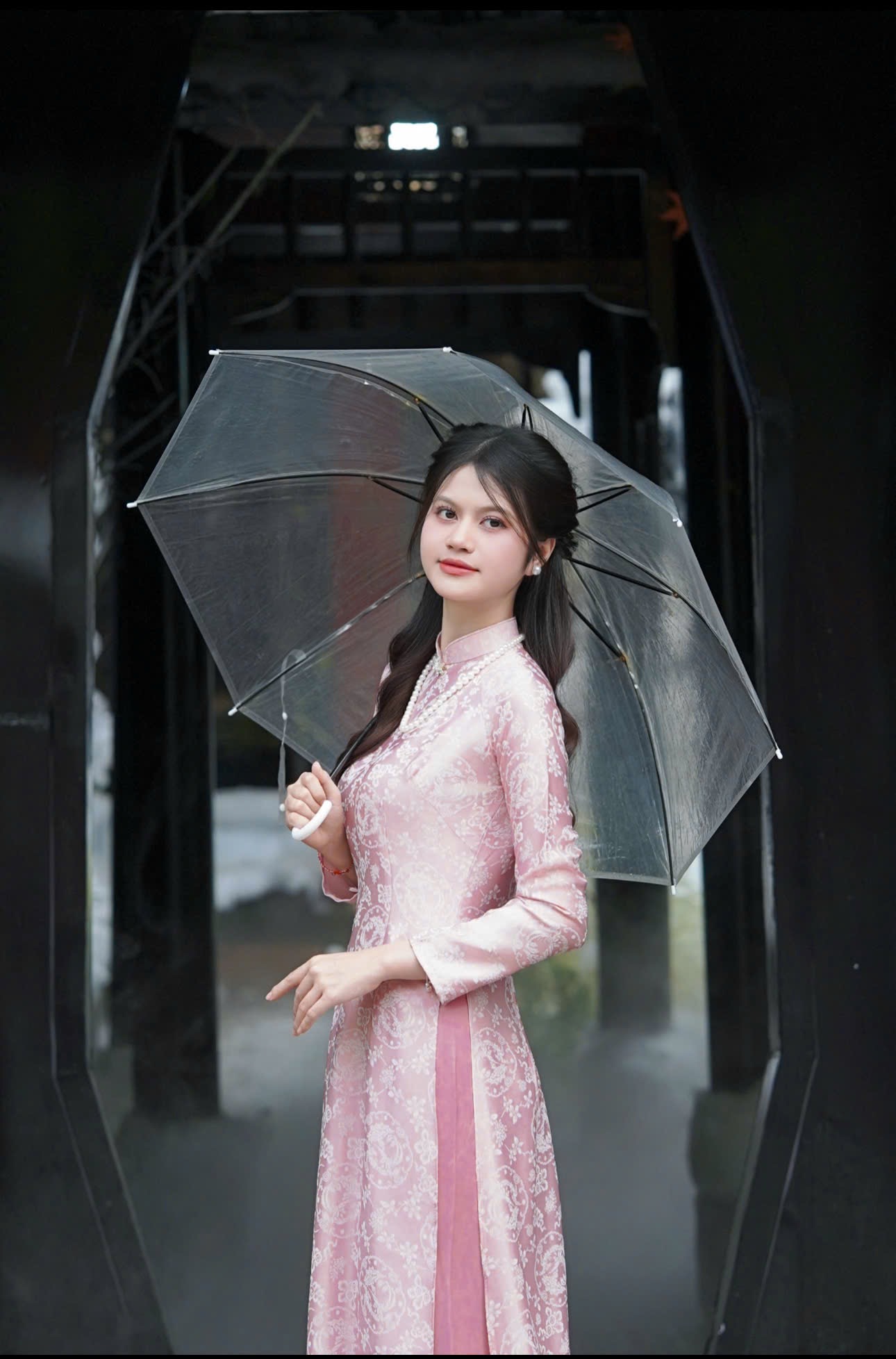 Áo dài hồng thanh lịch   (Combo99-799)