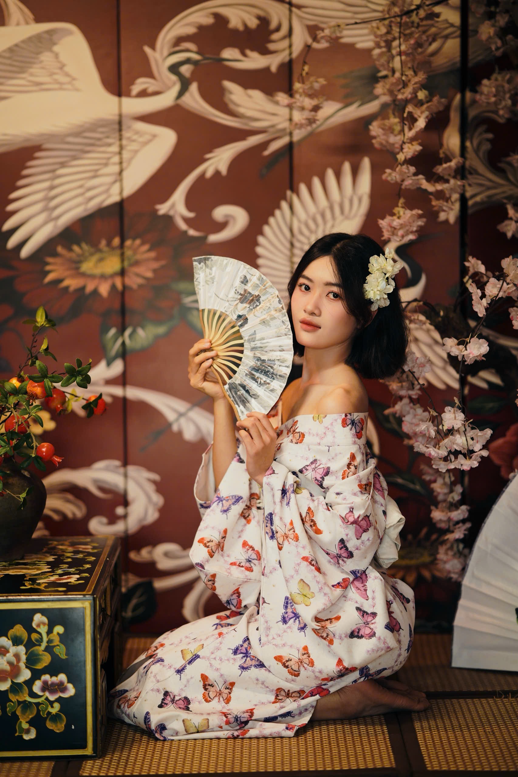 Kimono hoạ tiết bướm (combo99-799)